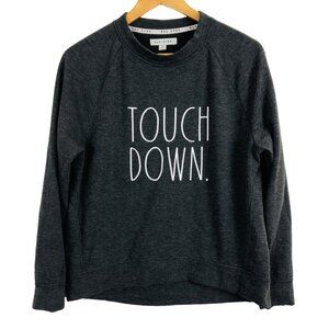 Rae Dunn Women's Touch Down Sweatshirt Sz Small Gray Lightweight Soft Cozy Warm